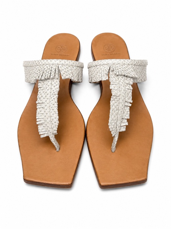 kate spade Shoes - kate spade White Fringe Thong Sandals